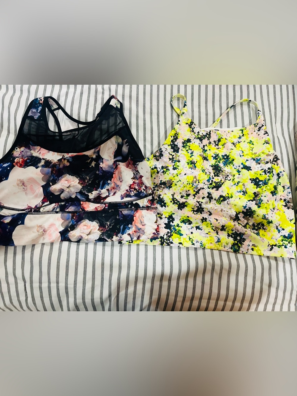 Bundle of two-Old Navy Floral Sports Bras - Black Floral & Neon Yellow Floral- X
